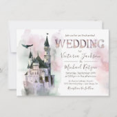 Waterverf Enchanted Castle Wedding Invitation Kaart (Voorkant)