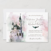 Waterverf Enchanted Castle Wedding Invitation Kaart (Voorkant)
