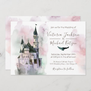 Waterverf Enchanted Castle Wedding Invitation Kaart