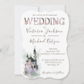 Waterverf Enchanted Castle Wedding Invitation Kaart (Voorkant)