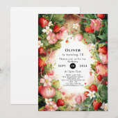 Waterverf Enchanted Eenvoudige Aardbei Verjaardag Kaart (Voorkant / Achterkant)