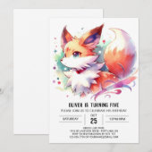 Waterverf Enchanted Fox Verjaardag Kaart (Voorkant / Achterkant)