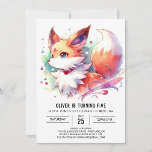 Waterverf Enchanted Fox Verjaardag Kaart