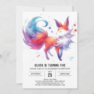 Waterverf Enchanted Fox Verjaardag Kaart