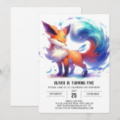 Waterverf Enchanted Fox Verjaardag Kaart (Voorkant / Achterkant)