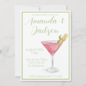 Waterverf Engagement Party Cosmopolitan Cocktail Kaart (Voorkant)
