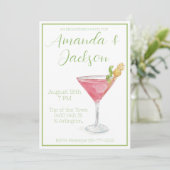 Waterverf Engagement Party Cosmopolitan Cocktail Kaart (Staand voorkant)