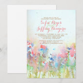 Waterverf Engagement Party - Meadow of Flowers Kaart (Voorkant / Achterkant)