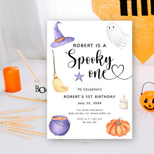 Waterverf Enge Eén Halloween 1e Verjaardag Kaart