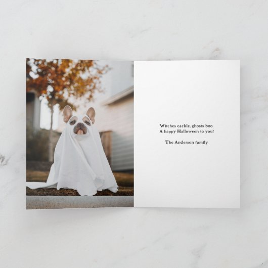 Waterverf Enge Pompoen Foto Happy Halloween Kaart (Binnen)