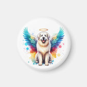 Waterverf engel Great Pyrenees hond Regenboog Magneet (Voorkant)