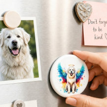 Waterverf engel Great Pyrenees hond Regenboog