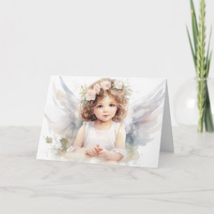 Waterverf Engel Meisje voor Religieus Evenement Kaart