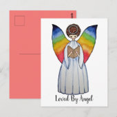 Waterverf engel met regenboogvleugels die een boek briefkaart (Voorkant / Achterkant)