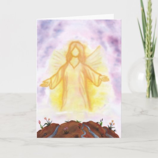 waterverf engel verschijnt en schijnt feestdagen kaart (Voorkant)
