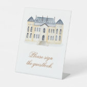 Waterverf Engels Manor Estate Bruiloft Reclamebord Met Voetstuk (Voorkant)