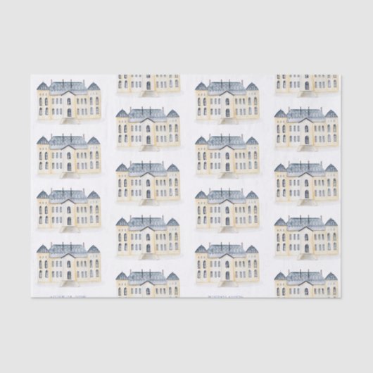 Waterverf Engels Manor Estate Bruiloft Tissuepapier (Voorkant)