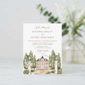  Waterverf Engels Manor QR Code Huwelijk Uitnodiging Briefkaart (Staand voorkant)