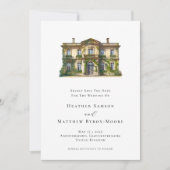 Waterverf Engels Manor Ruiterbruiloft Save The Date (Voorkant)