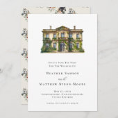 Waterverf Engels Manor Ruiterbruiloft Save The Date (Voorkant / Achterkant)