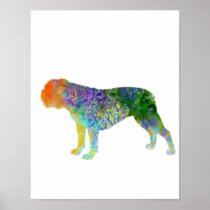 Waterverf Engelse Bulldog Art Waterverf Lover Poster