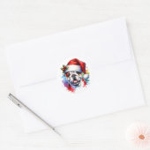 Waterverf Engelse Bulldog in Santa Hat Ronde Sticker (Envelop)
