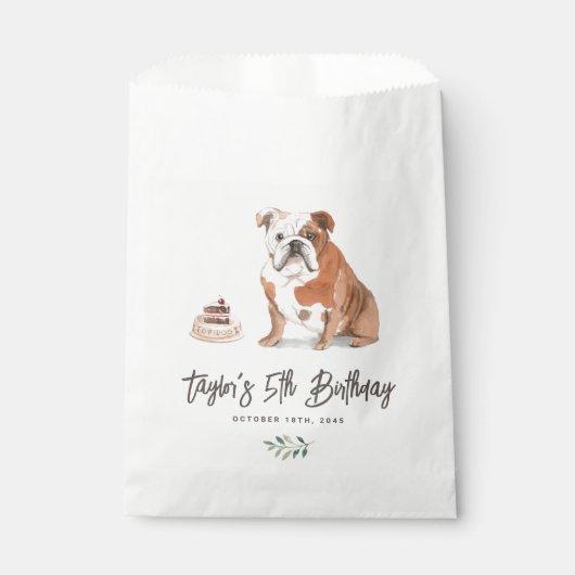 Waterverf Engelse Bulldog Verjaardag Bedankt Bedankzakje (Voorkant)