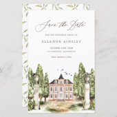 Waterverf Engelse manor Birthday Save the Date (Voorkant / Achterkant)