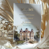 Waterverf Engelse Manor Folie Save the Date Kaart