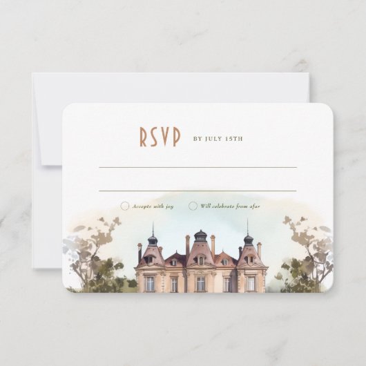 Waterverf Engelse Manor RSVP/Reply Kaart (Voorkant)
