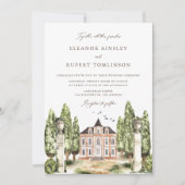  Waterverf Engelse Manor Wedding Kaart (Voorkant)