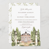 Waterverf Engelse Manor Wedding Kaart (Voorkant / Achterkant)
