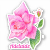 Waterverf Engelse Roos Persoonlijke naam Sticker (Voorkant)