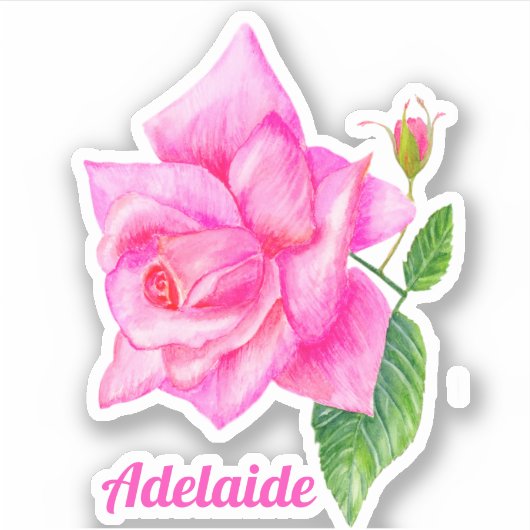 Waterverf Engelse Roos Persoonlijke naam Sticker (Voorkant)