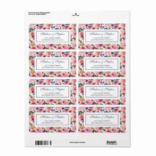 Waterverf | Engelse Rozen - Bruiloft Etiket (Full Sheet)