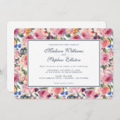 Waterverf | Engelse Rozen - Bruiloft Kaart (Voorkant / Achterkant)