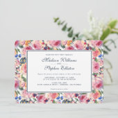 Waterverf | Engelse Rozen - Bruiloft Kaart (Staand voorkant)