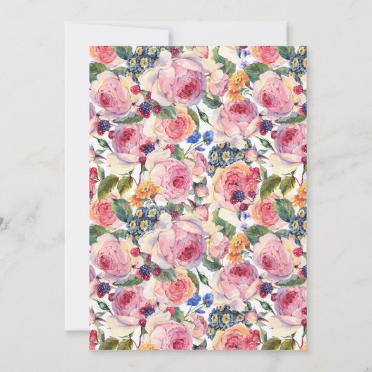 Waterverf | Engelse Rozen | Dank u Bedankkaart (Achterkant)