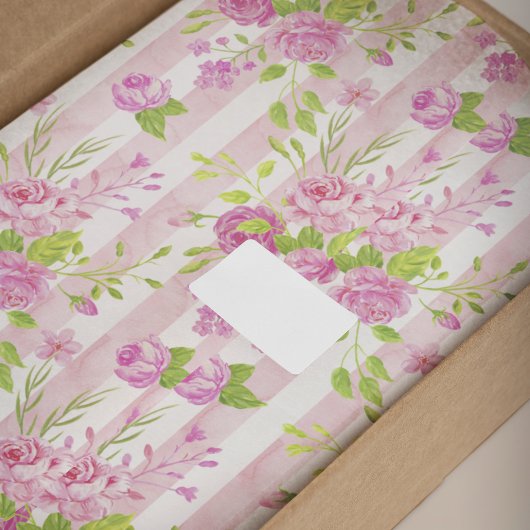 Waterverf Engelse Rozen Roze witte strepen Tissuepapier