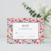 Waterverf | Engelse Rozen — Wedding RSVP Kaartje (Staand voorkant)