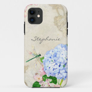 Waterverf Engelse tuin, blauw n roze hydrangeas Case-Mate iPhone Case