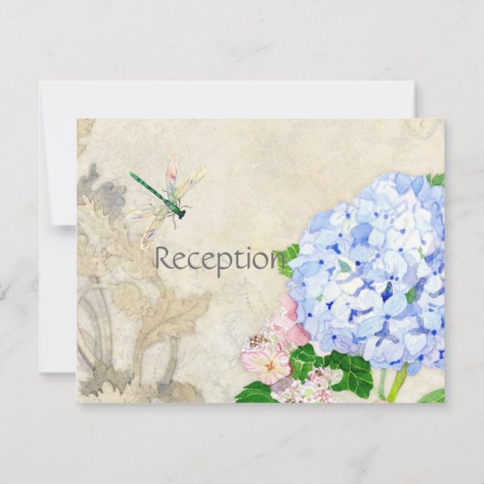 Waterverf Engelse tuin, blauw n roze hydrangeas Kaart (Achterkant)