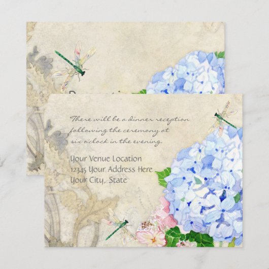 Waterverf Engelse tuin, blauw n roze hydrangeas Kaart (Voorkant / Achterkant)