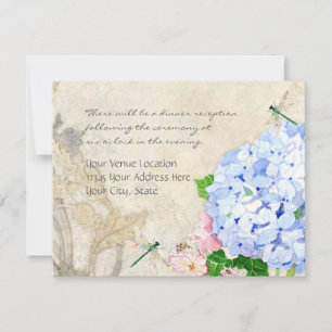 Waterverf Engelse tuin, blauw n roze hydrangeas Kaart
