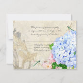 Waterverf Engelse tuin, blauw n roze hydrangeas RSVP Kaartje (Voorkant)
