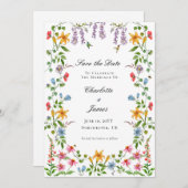 Waterverf Engelse tuin floral Save the Date Kaart (Voorkant / Achterkant)