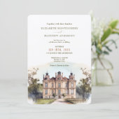 Waterverf Engelstalige uitnodiging voor weddenscha (Staand voorkant)