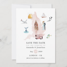 Waterverf England United Kingdom Wedding Save The Date