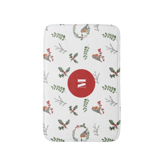 Waterverf English Robin Kerstfeestay Badmat (Voorkant Verticaal)