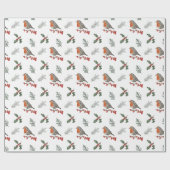Waterverf English Robin Kerstfeestay Gift Cadeaupapier (Vlak)